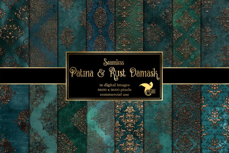 Rust Damask Texture Patina and Rust Damask Digital Paper