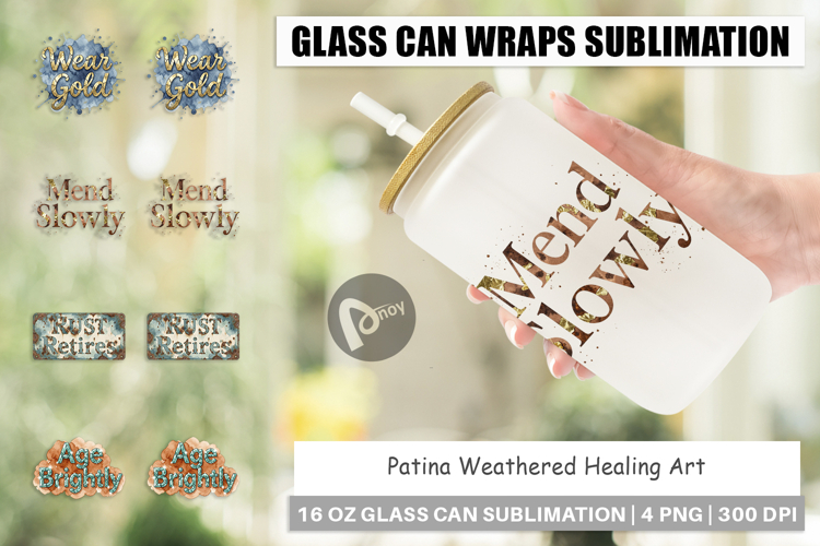 Patina Weathered Healing Glass Can