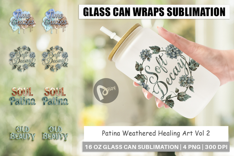 Patina Weathered Healing Glass Can