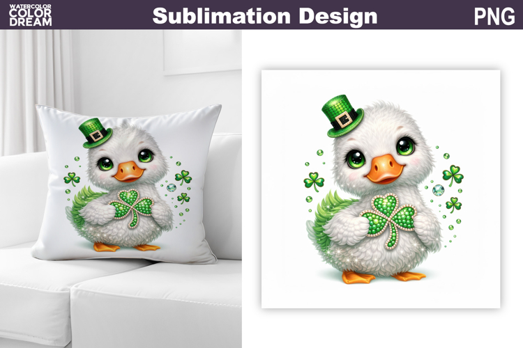 St. Patrics Day Pillow | Cute Goose Clover