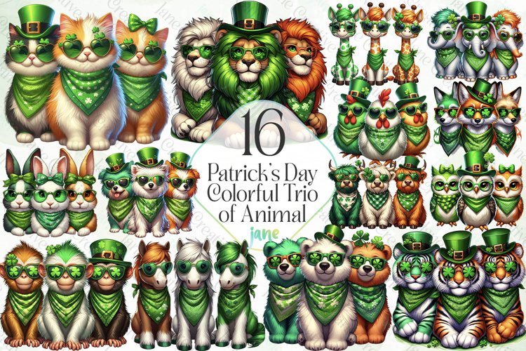 Patricks Day Colorful Trio Of Animal