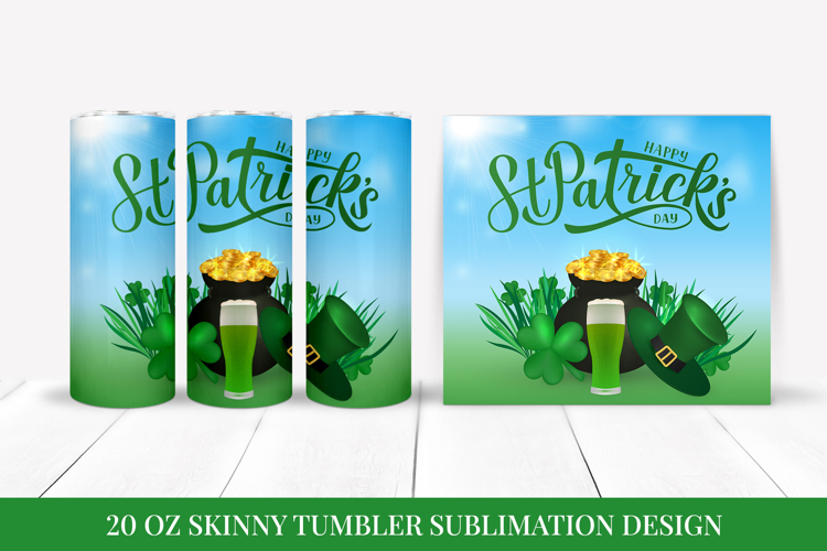 St Patrick’s Day Skinny Tumbler Wrap Sublimation Design 048