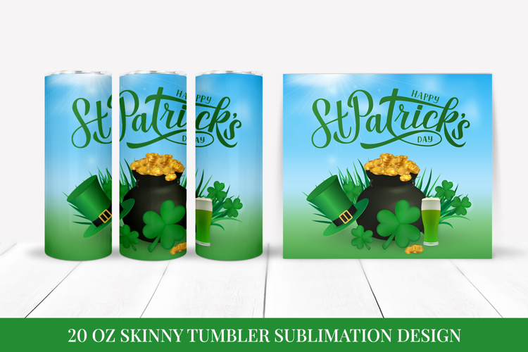 St Patrick’s Day Skinny Tumbler Wrap Sublimation Design 049