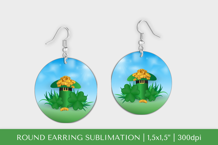 Saint Patrick’s Day round earrings sublimation design PNG 21