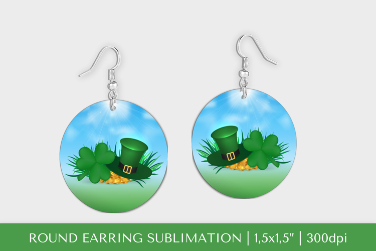 Saint Patrick’s Day round earrings sublimation design PNG 22