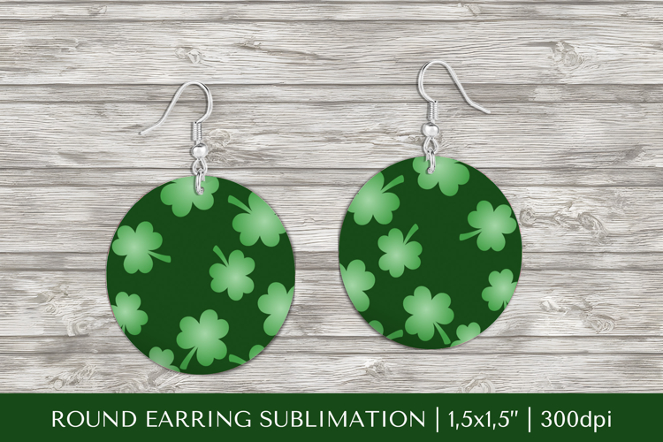 St Patrick’s Day round earrings sublimation design PNG 024
