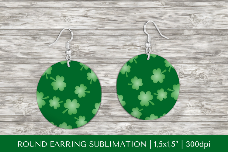 St Patrick’s Day round earrings sublimation design PNG 026