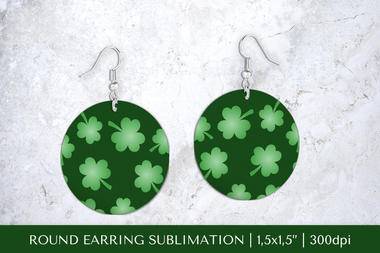 St Patrick’s Day round earrings sublimation design PNG 028