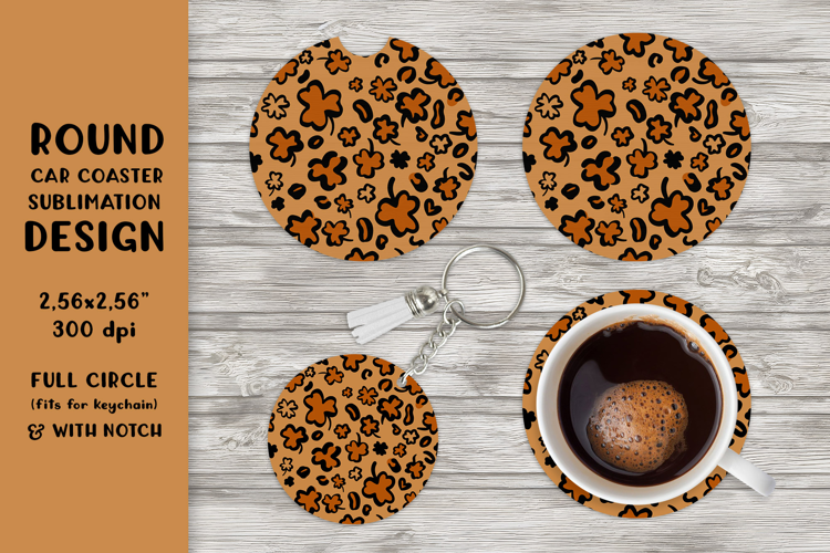 St Patrick’s Day leopard round car coaster sublimation 08