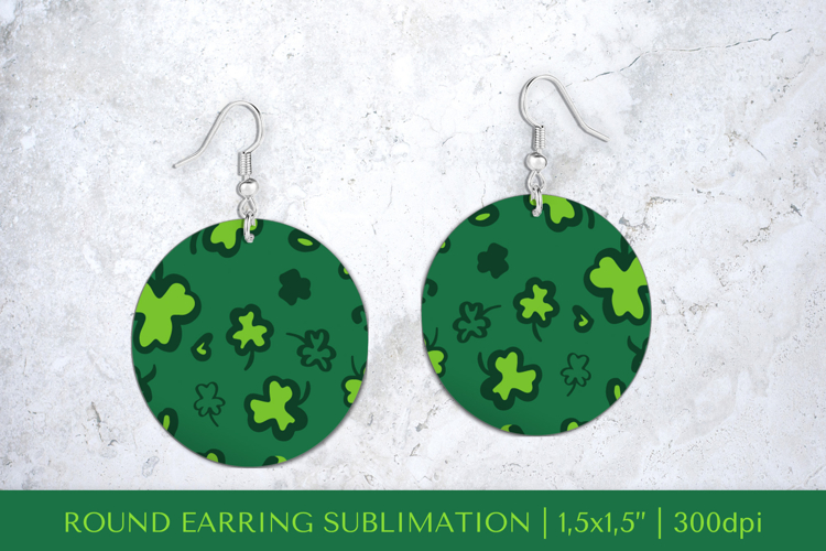 Saint Patrick’s Day round earrings sublimation design PNG 21