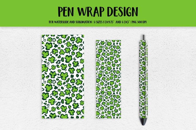 St Patricks Day Leopard Pen Wrap Sublimation Waterslide 012