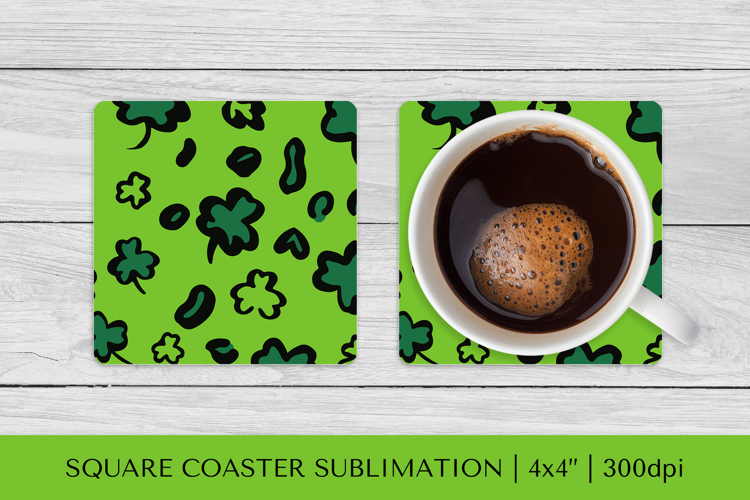 St Patrick’s Day Leopard Square Coaster Sublimation PNG 024