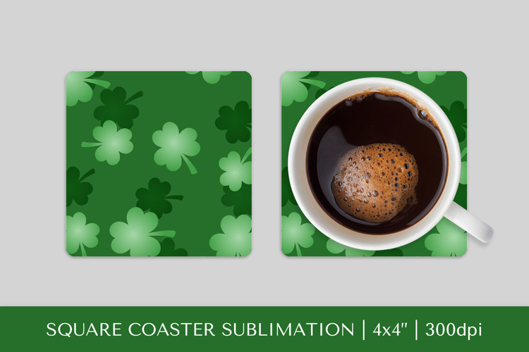 Green leaves square coaster sublimation, Spring design 022