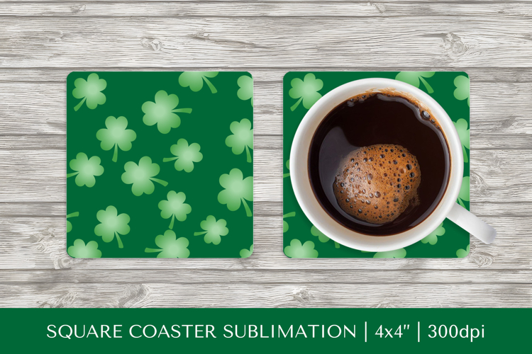 Green leaves square coaster sublimation, Spring design 025