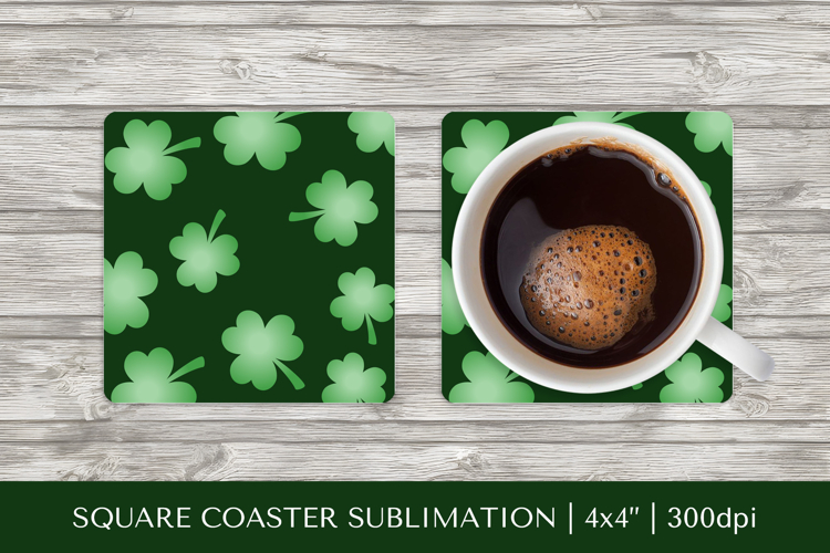Green leaves square coaster sublimation, Spring design 027