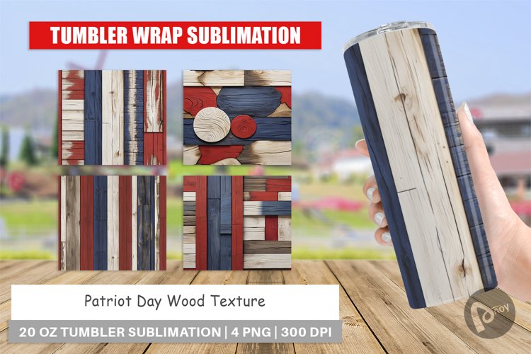 Tumbler Wrap Patriot Day Wood Texture