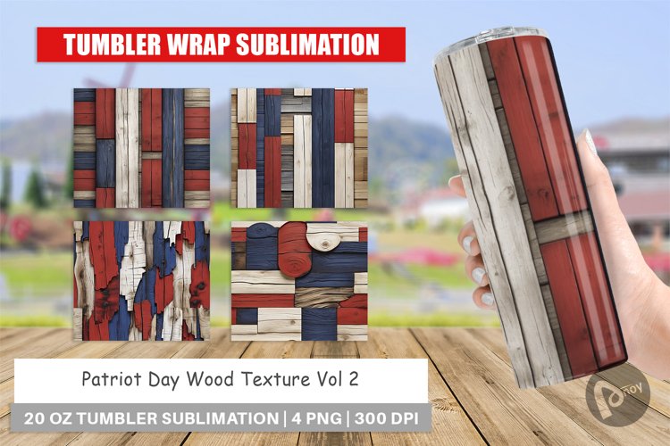 Tumbler Wrap Patriot Day Wood Texture