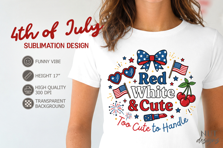 Patriotic 4th of July sublimation Red White Cute American