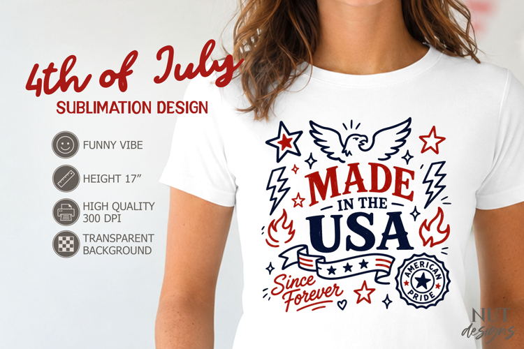 Patriotic 4th of July sublimation Made in the USA Eagle