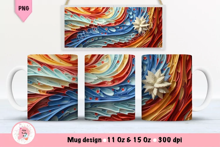 Patriotic 3D Mug Wrap For 11 oz and 15 oz