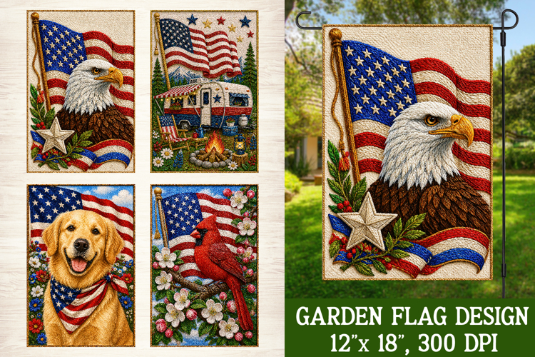 Patriotic Garden Flag Designs PNG Sublimation
