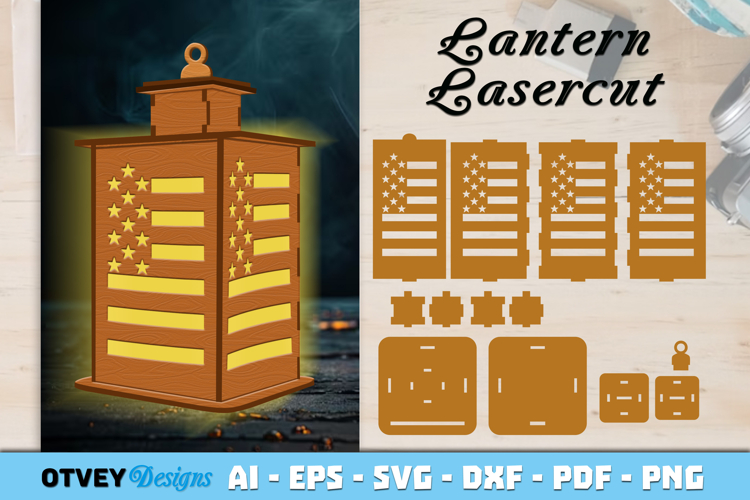 Patriotic 4th July Lantern Lasercut