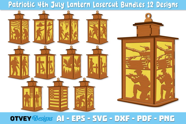 Patriotic 4th July Lantern Lasercut BUNDLES