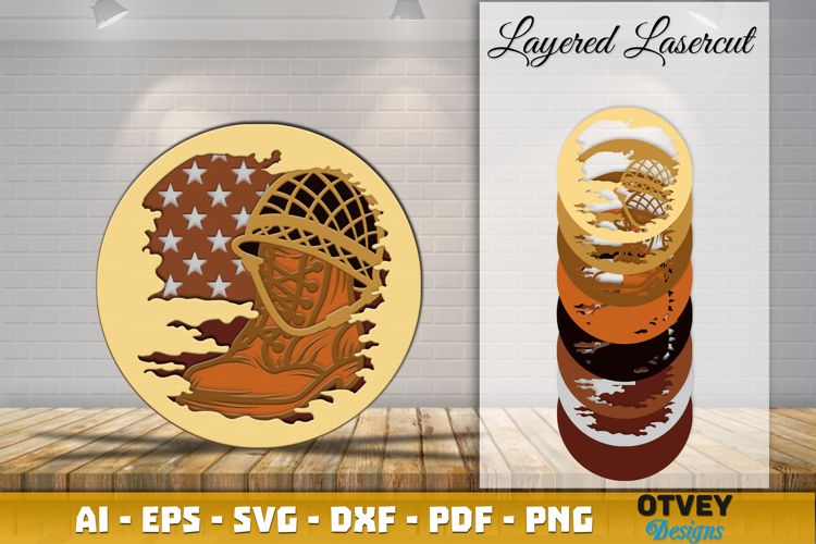 Patriotic 4th July Layered Lasercut File