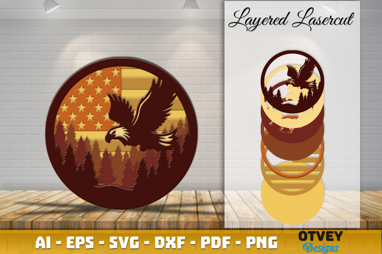 Patriotic 4th July Layered Lasercut File