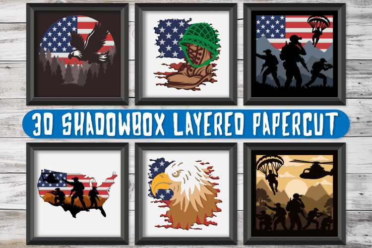 4th July Patriotic 3D Shadow Box Layered Papercut Design