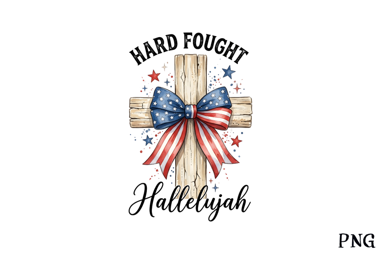 Patriotic 4th of July Christian Cross PNG