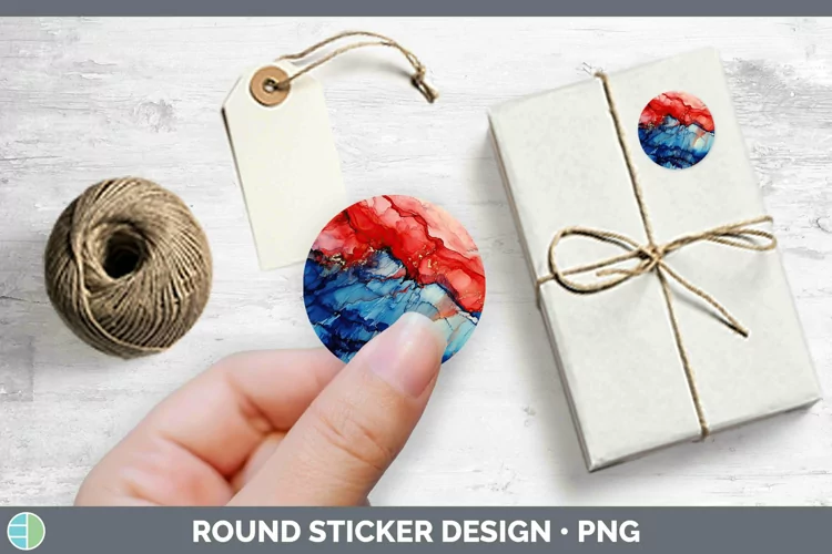 Patriotic Alcohol Ink Stickers | Round Labels Designs