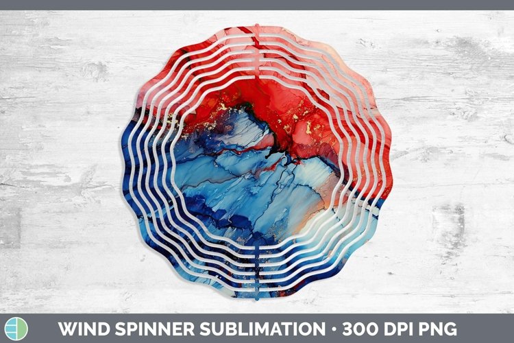 Patriotic Alcohol Ink Wind Spinner Sublimation Spinner Desig