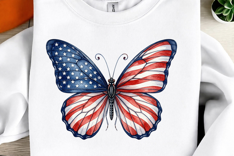 Patriotic American Flag Butterfly PNG example image 1
