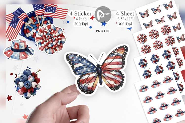 Patriotic Bloom Fabric Sticker