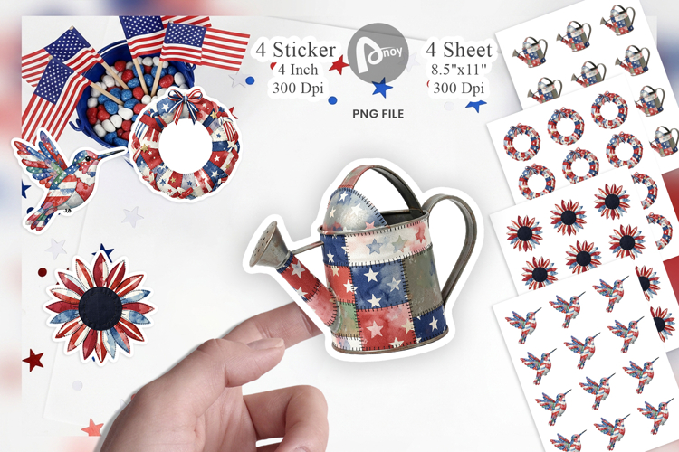 Patriotic Bloom Fabric Sticker
