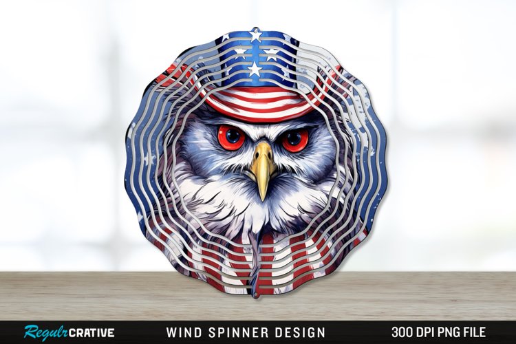 Patriotic Owl Bird Wind Spinner Sublimation PNG Design