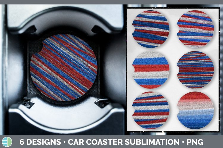 Bundle of six 4th of July car coaster sublimation designs