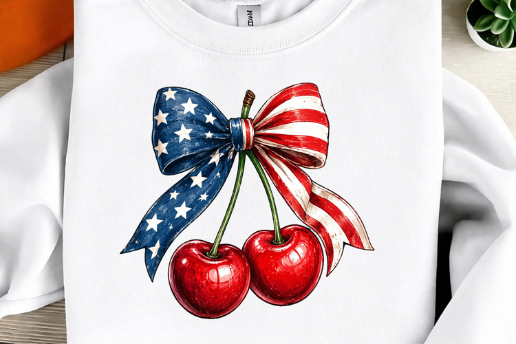 Patriotic Cherry Bow PNG