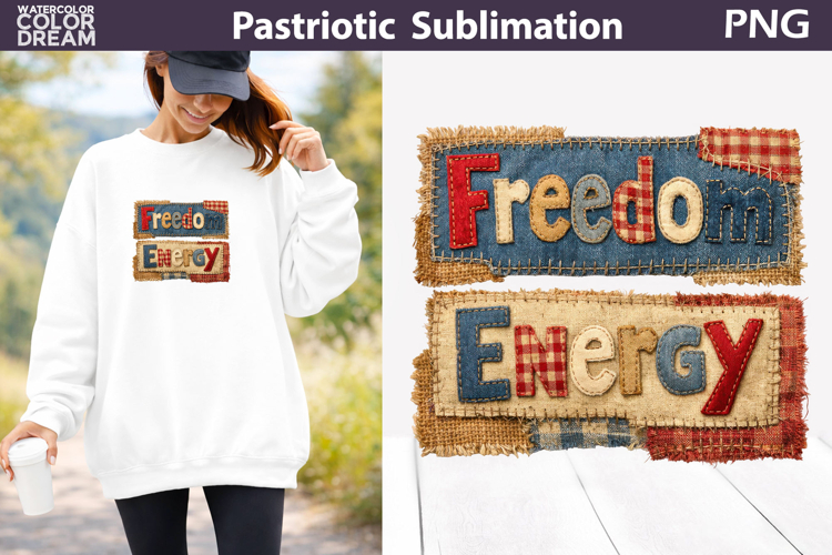 Freedom Energy Patchwork Sublimation | Patriotic Clipart
