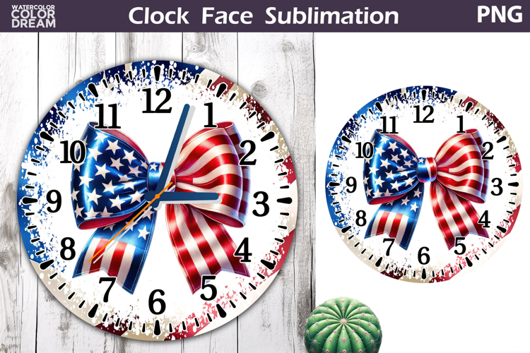 Patriotic Clock Face Sublimation | 4th of July Clock Design