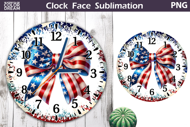 Patriotic Clock Face Sublimation | 4th of July Clock Design