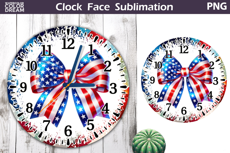 Patriotic Clock Face Sublimation | 4th of July Clock Design
