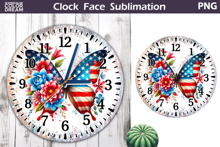 Patriotic Clock Face Sublimation | 4th of July Clock Design