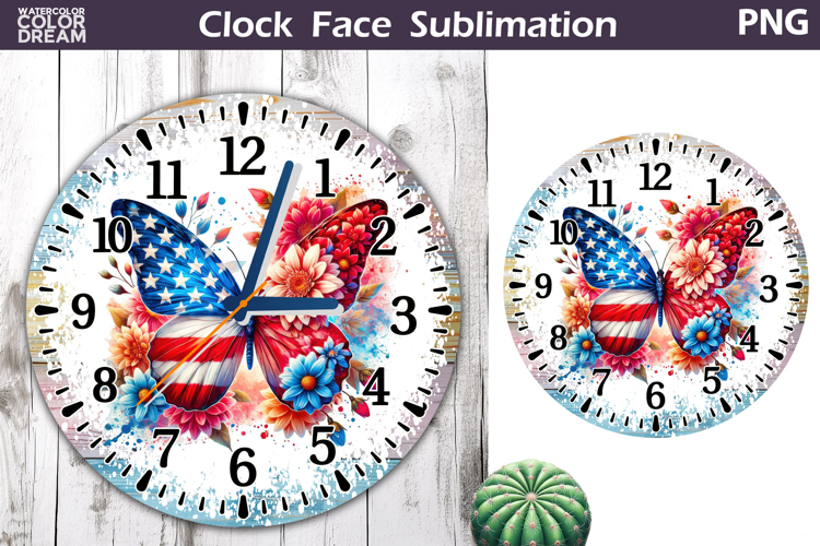 Patriotic Clock Face Sublimation | 4th of July Clock Design