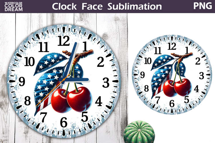 Patriotic Clock Face Sublimation | 4th of July Clock Design