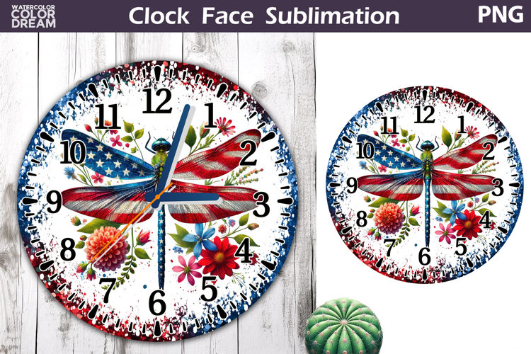 Patriotic Clock Face Sublimation | 4th of July Clock Design