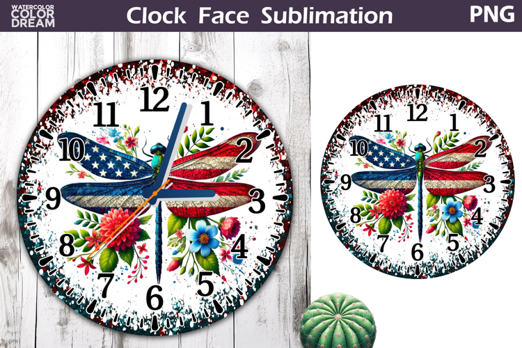 Patriotic Clock Face Sublimation | 4th of July Clock Design