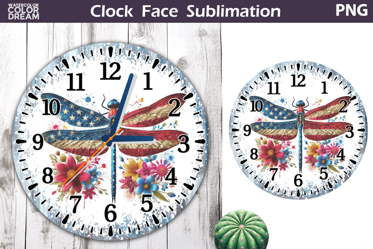 Patriotic Clock Face Sublimation | 4th of July Clock Design