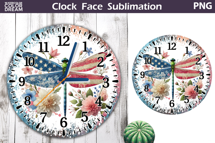 Patriotic Clock Face Sublimation | 4th of July Clock Design
